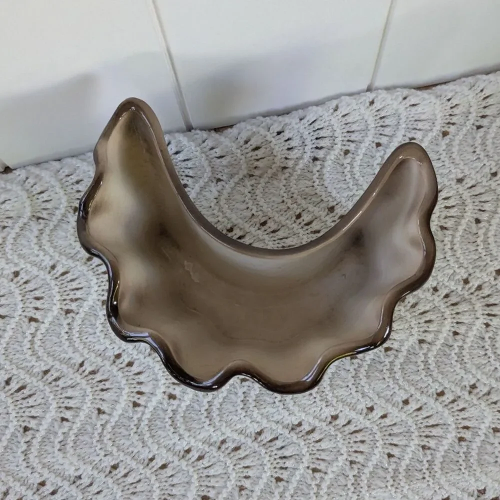 Unique Delee Art Crescent Shaped, Scalloped Edge Pottery Planter